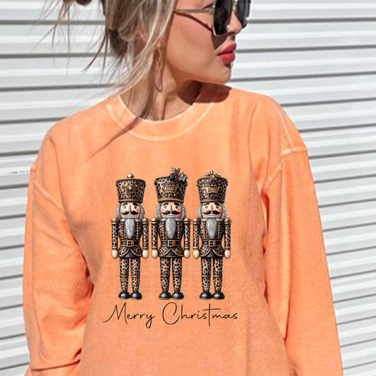 Merry Christmas Apricot Corded Sweatshirt