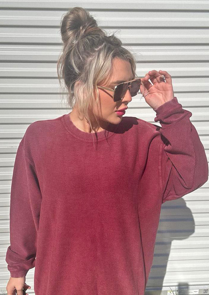 Mooey Christmas Maroon Corded Sweatshirt