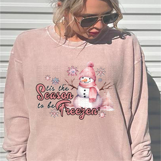 Tis The Season To Be Freezen Mushroom Corded Sweatshirt