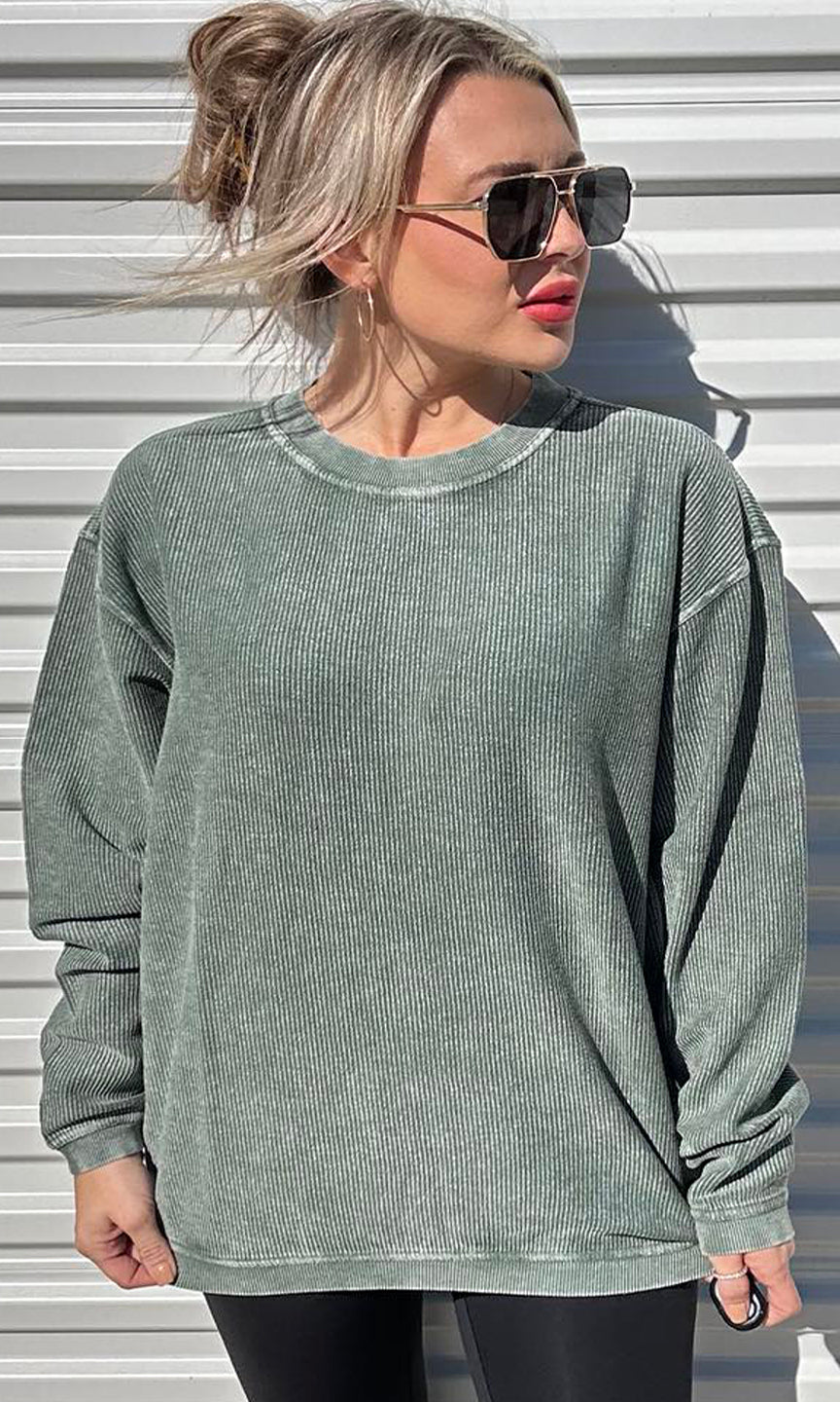 Merry Christmas Olive Green Corded Sweatshirt