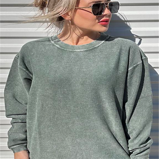 Olive Green Corded Sweatshirt